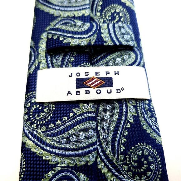 Joseph Abboud Blue White Silk Tie Woven Paisley - Picture 4 of 5